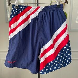 Vintage 90s Speedo Swim Trunks Men’s American Flag M 6” Inseam